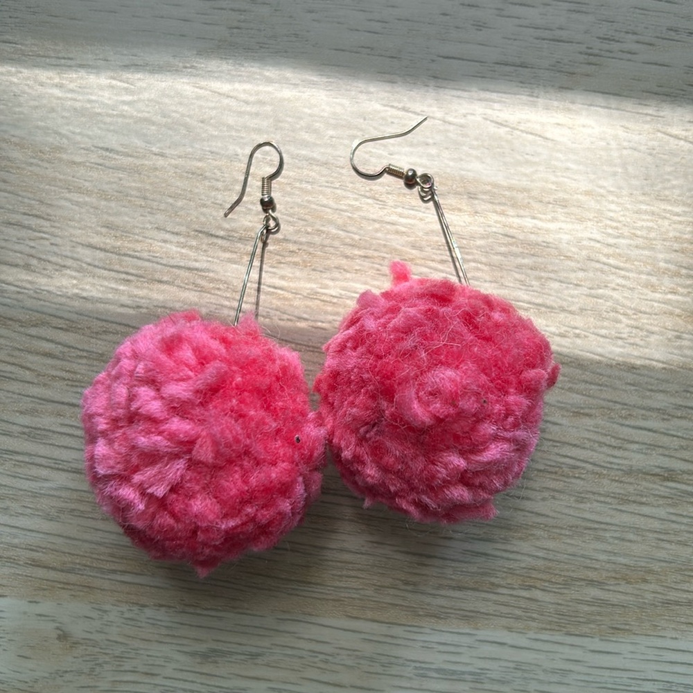 Yarn ball earrings